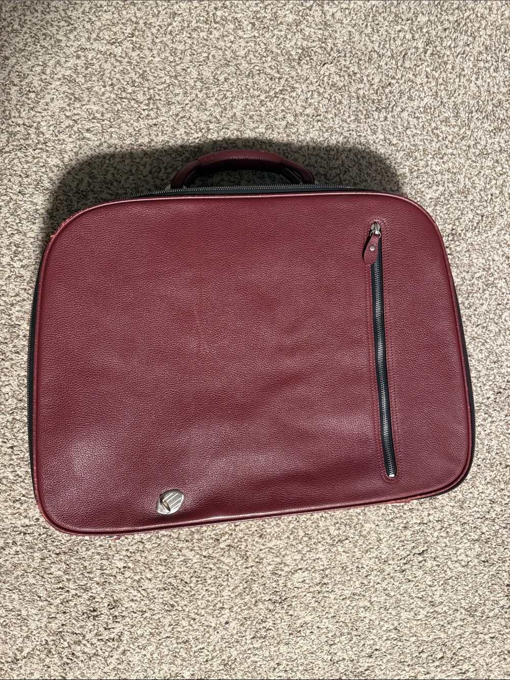 RARE! ro BAGS Retro Modern Red Pebble Leather Suitcase - Vintage